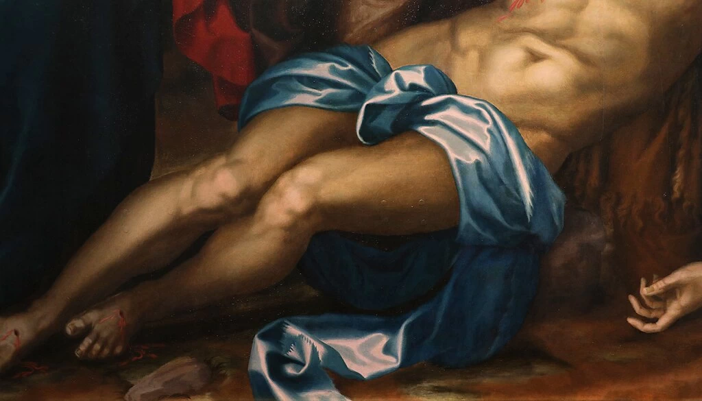 Pietà con la Vergine, un angelo e Nicodemo - Pinacoteca Vaticana, dettaglio 1